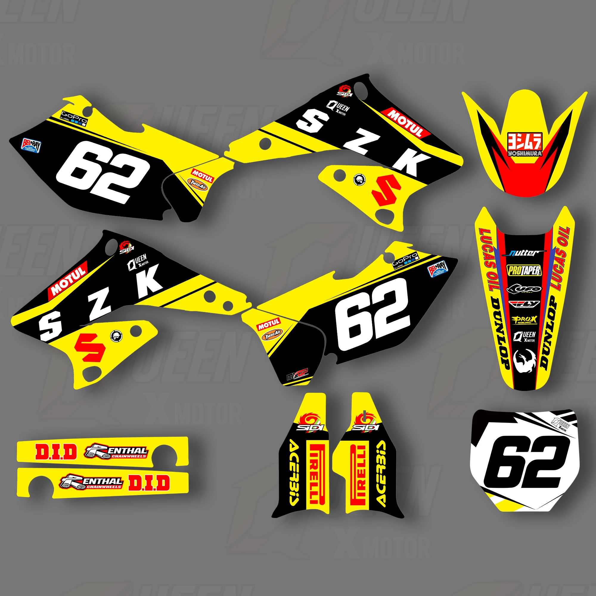  X MOTOR Custom Team Graphics Decals Stickers Kit   Decal  2004 2005 2006 RMZ 25 - £270.23 GBP