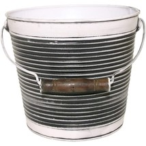 Robert Allen Mpt01757 Ribbed Metal Planter With Handle, Charcoal, 10&quot; - £28.74 GBP