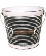 Robert Allen Mpt01757 Ribbed Metal Planter With Handle, Charcoal, 10&quot; - £28.65 GBP