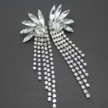 Beautiful Art Deco Style Crystal Fan Rhinestone Tassel Drop EARRINGS Jew... - $18.35