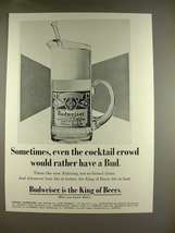 1970 Budweiser Beer Ad - Even the Cocktail Crowd! - $18.49