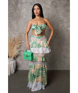 Green Mesh Tiered Skirt &amp; Bra Top Set - £68.15 GBP