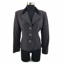 Oleg Cassini Vintage 100% Wool Gray 3 Button Fully Lined Blazer Jacket Womens 6 - £31.12 GBP