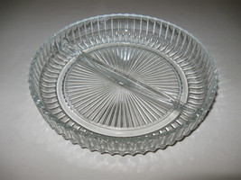 Queen Mary Anchor Hocking Glass Co Crystal Divided Candy Nut Dish  1936-1946 - £7.95 GBP