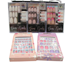Lot 5 Pretty Woman Multi Style Faux Nails with Glue and Press On Coffin All New - £15.45 GBP