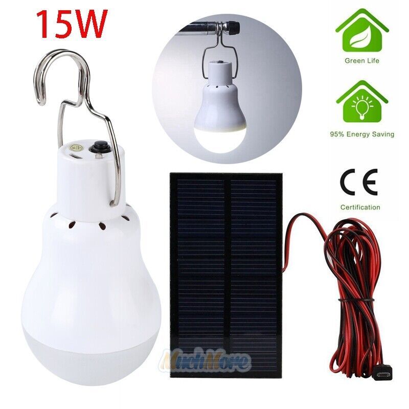 Primary image for 15W Rechargeable Solar Panel Powered Led Bulb Lamp Home Camping Emergency Light