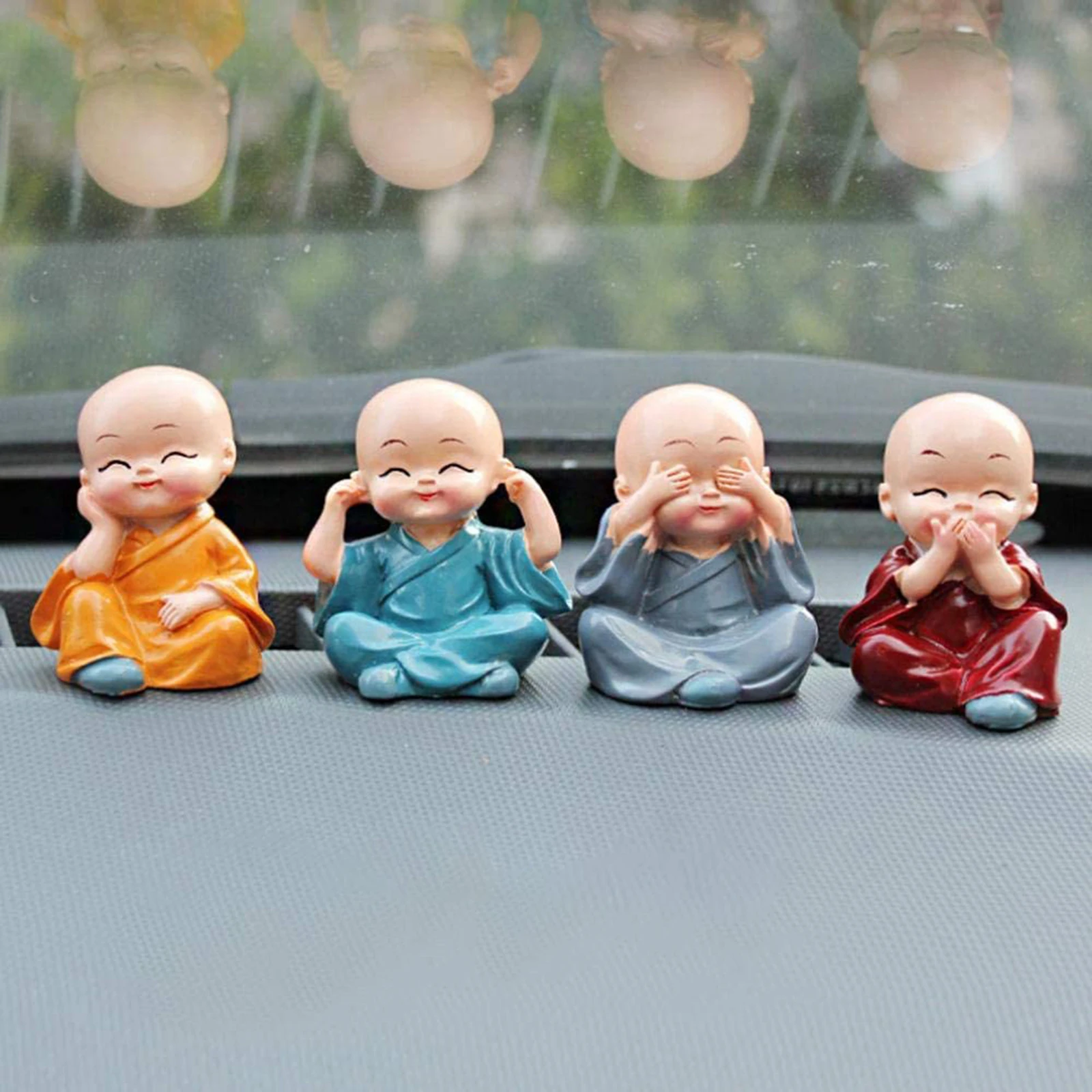 4 Pcs Cute Monk Figurines Small Resin Statue Wise Buddha Dolls Display Ornament - £10.86 GBP