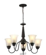 HB-5-Light Oil-Rubbed Bronze Reversible Chandelier with Tea Stained Glas... - $56.99