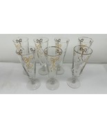 VTG Libby Footed Pilsner Beer Glasses - Set Of 7 - With Some Wear - £18.58 GBP