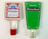 Two Acrylic Beer Tap Handles Vintage Heineken Windmill &amp; Budweiser Taps ... - £15.56 GBP