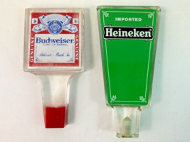 Two Acrylic Beer Tap Handles Vintage Heineken Windmill & Budweiser Taps - L@@K ! - $19.80