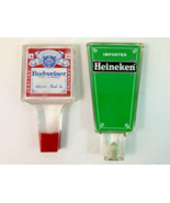 Two Acrylic Beer Tap Handles Vintage Heineken Windmill &amp; Budweiser Taps ... - £15.91 GBP
