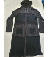 Miss Me Mixed Media Maxi Cardigan Duster Hooded Sweater Black MDJ054L Wo... - $472.74 MXN