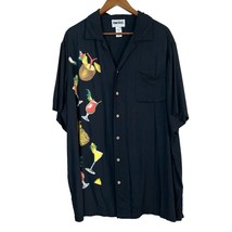 King Size Shirt Mens 2XL Big Black Short Sleeve Button Down Fruit Cocktails - £12.00 GBP