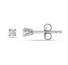 Natural Diamond Tiny Stud Earrings in 14k White gold ~ Dainty &amp; Classic - $61.56