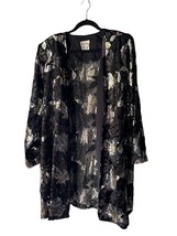 Vintage First Lady by Leboff Montreal Open Kimono Cardigan Blk Gold Size... - £31.65 GBP