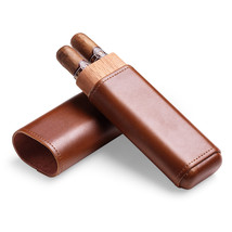 Cedar Wood Cigar Humidor Travel Portable Leather Cigar Case Smoking Accesso - £37.42 GBP