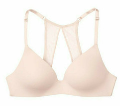 38DD Soft Pale Pink Lace Back Strap Victorias Secret Lightly Lined WIRELESS Bra - £31.89 GBP