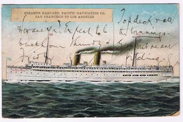 California Postcard SS Harvard Pacific Navigation San Francisco Los Angeles 1911 - $3.43