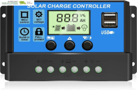 [Upgraded] 30A Solar Charge Controller, 12V/ 24V Solar Panel Regulator w... - $26.76