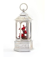 Cardinal Birds Water Lantern White LED Lights Up 10.23&quot; High with Glitte... - £46.60 GBP