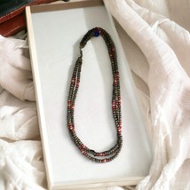 Vintage Earth Tone 3 Strand Wooden Beaded 27&quot; Necklace Classy Boho Moder... - $125.53 MXN