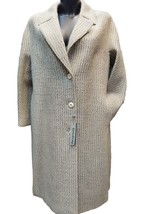 Women&#39;s Coat Wool Classico Size 52 It Plot Vertical Beige Cori Made IN Italy - £142.37 GBP