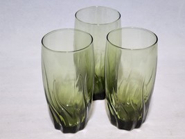 Anchor Hocking CENTRAL PARK IVY GREEN Swirl Highball Iced Tea Glass - Se... - $28.50