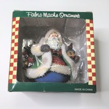 Fabric Mache Santa Claus Saint Nicholas Christmas Tree Ornament Blue Red Green - £6.59 GBP
