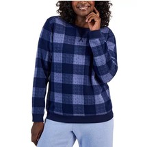 Karen Scott Womens XS Intrepid Blue Plaid Fleece Crewneck Sweatshirt NWT... - $365.15 MXN