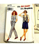 Vintage Sewing Pattern Simplicity 8878 Pull-On Pants or Shorts, &amp; Vest - £3.85 GBP