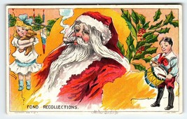 Santa Claus Christmas Postcard Fond Recollections Kids St Nick Smokes Pipe 1909 - £14.94 GBP