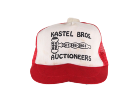 Vtg 80s Kastel Bros Auctioneers Pom Short Bill Trucker Hat Snapback USA ... - $24.70