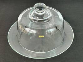 NEW Arcoroc Cheese Glass Plate w/ Cover Dome Cloche Lid Covered Etched Arcoroc ! - £20.09 GBP