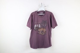 Vtg 90s Streetwear Mens Large Distressed South Dakota Wolf T-Shirt Purpl... - £34.57 GBP