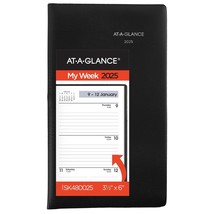 AT-A-GLANCE DayMinder 2025 Weekly Planner Black Pocket 3 12 x 6 - Weekly... - $13.81