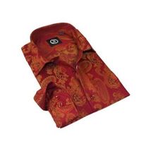 Men's Silky Paisley Floral Shirt By JT Milano AVM Turkey Slim Fit 600-28 Rust image 5