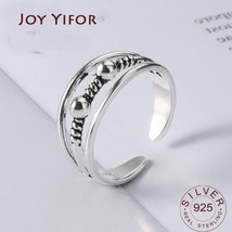 Women Unique Adjustable Opening 925 Sterling Silver Finger Ring Retro 3layers Ca - £6.89 GBP