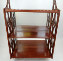 Antique Mahogany Mirrored 3 Shelf Wall Curio Knick Knack Cut Out Plate W... - $197.99