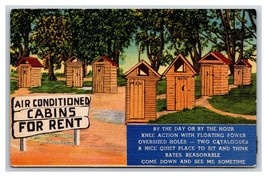 Comic Outhouses Air Conditioned Cabins UNP Linen Postcard T8 - £2.18 GBP