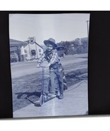 Vintage Photo Negative Little Boy On Scooter In Western Cowboy Outfit 19... - €10,32 EUR