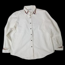 Womens Sharon Young Button-Up Embroidered Collar &amp; Cuff Shirt Top Size L... - $14.92