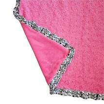 Baby Essentials Girl Baby Blanket Pink Satin Trim White Black Plush 2014 - £38.40 GBP