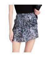 Iro Black Purple Teal White Abstract Shirred Mini Ruffle Skirt Sz 38 / 6... - $99.09 CAD