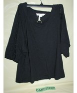 BCBG Generation Size Women&#39;s Small Black 3/4 Loop Accent Sleeve Blouse Top - $29.69