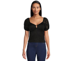 No Boundaries Juniors Lace Sweetheart Neck Top Solid Black Size 2XL 19 - £20.04 GBP