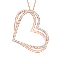1/2 cttw Moissanite Double Heart Pendant Necklace for Women Lab Created Diamond  - £54.04 GBP