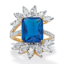 PalmBeach Jewelry 9.45 TCW Simulated Blue Sapphire and CZ Gold-Plated Ring - £28.14 GBP