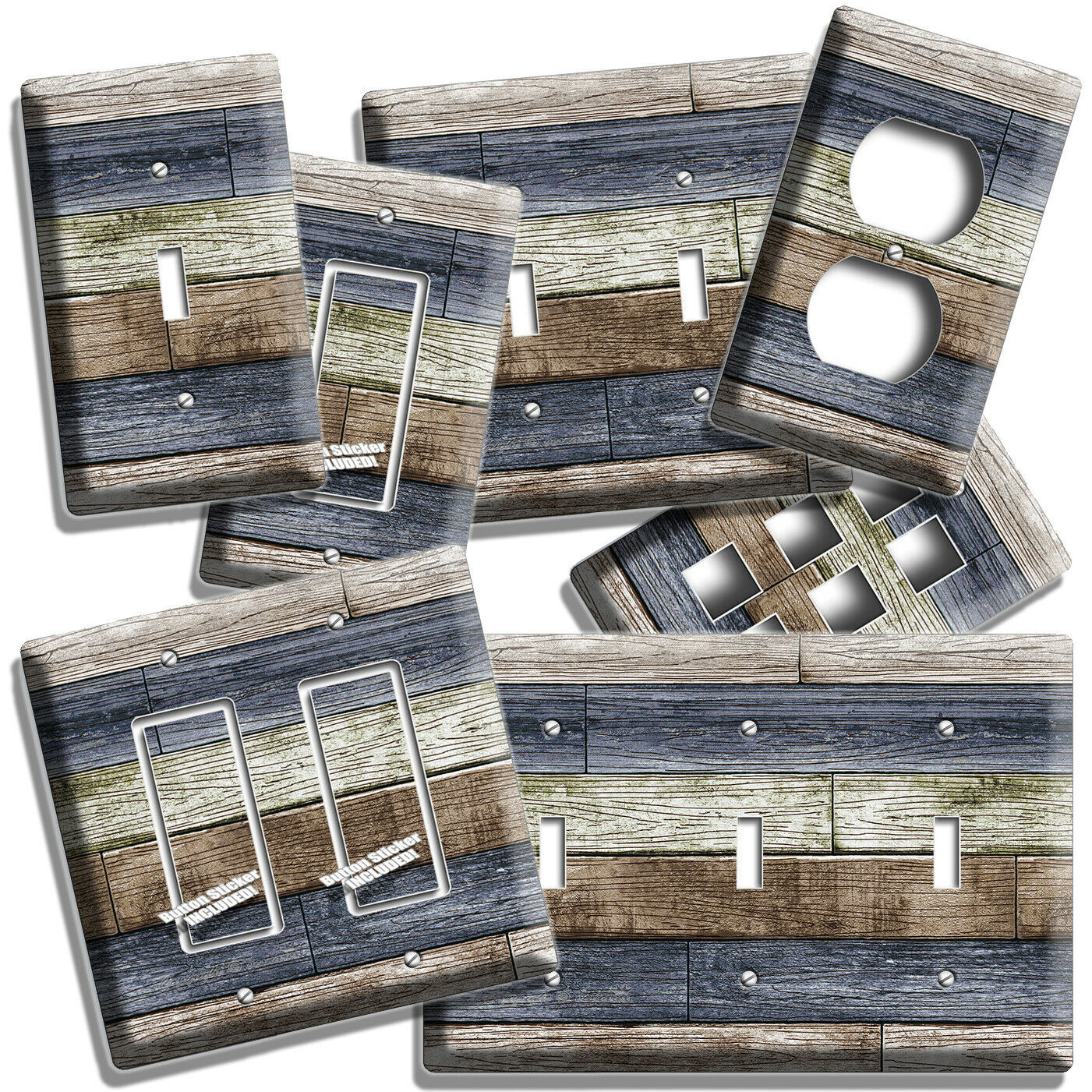 WEATHERED GRAY COUNTRY RUSTIC WOOD LIGHT SWITCH OUTLET WALL PLATE ROOM ART DECOR