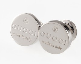 Gucci Sterling Silver Trademark Disk Earrings w/ Butterfly Backs "Made in Italy" - £237.40 GBP